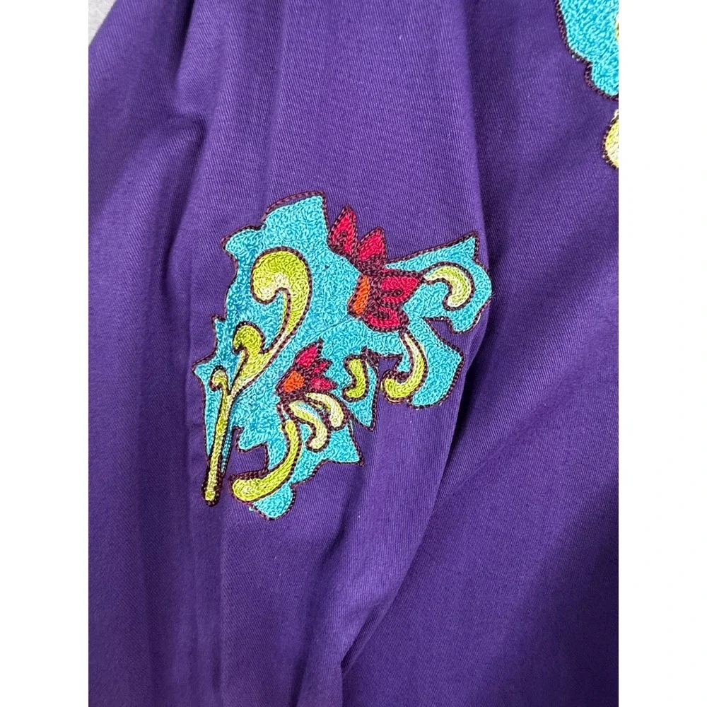 Rockmount Ranch Wear Western Shirt Kids XL Purple Gypsy Soule Embroidered Snap - Picture 2 of 8